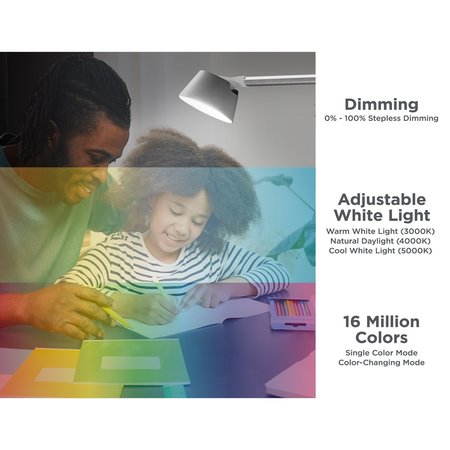 Black & Decker Smart Clamp Light, Works with Alexa, Auto-Circadian Mode, True White LED + 16M RGB Colors LED2100-CLSM